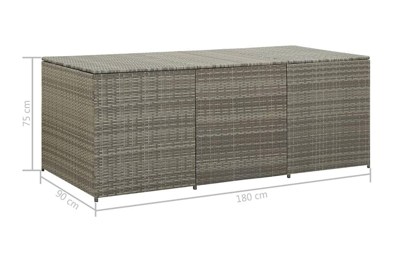 Dynbox konstrotting 180x90x75 cm grå - Grå - Utemöbler - Dynförvaring & möbelskydd - Dynboxar & dynlådor