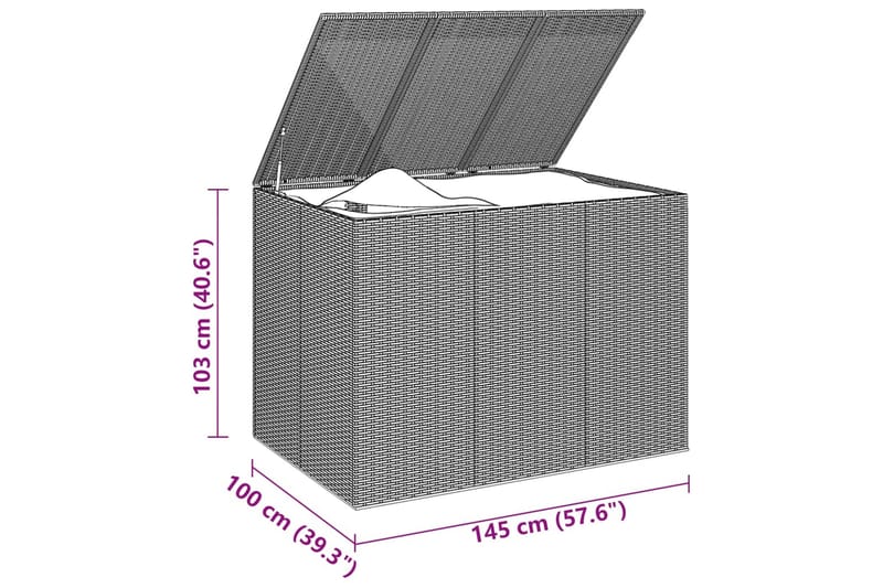 Dynbox PE-rotting 145x100x103 cm grå - Grå - Utemöbler - Dynförvaring & möbelskydd - Dynboxar & dynlådor