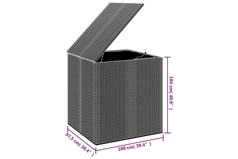 Dynbox PE-rotting 100x97,5x104 cm grå - Grå - Utemöbler - Dynförvaring & möbelskydd - Dynboxar & dynlådor