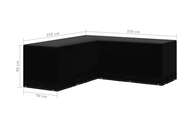 Nature Överdrag trädgårdsmöbler L-form 12 öljetter 250x250x9 - Svart - Utemöbler - Dynförvaring & möbelskydd - Överdrag utemöbler