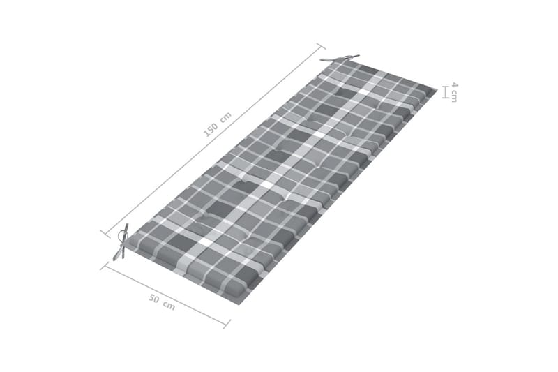 Dyna för trädgårdsbänk grått rutmönster 150x50x4 cm tyg - Flerfärgad - Utemöbler - Dynor - Soffdynor & bänkdynor utemöbler