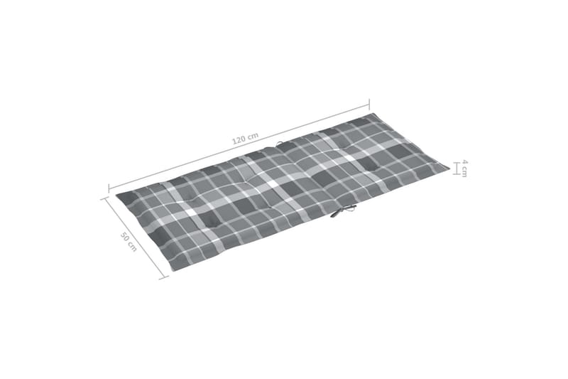 Dynor för trädgårdsstolar 4 st grått rutmönster 120x50x4 cm - Flerfärgad - Utemöbler - Dynor - Ryggdynor & sittdynor utemöbler