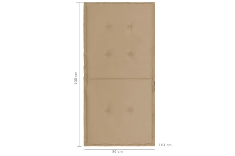 Dynor för trädgårdsstolar 2 st beige 100x50x3 cm - Beige - Utemöbler - Dynor - Ryggdynor & sittdynor utemöbler