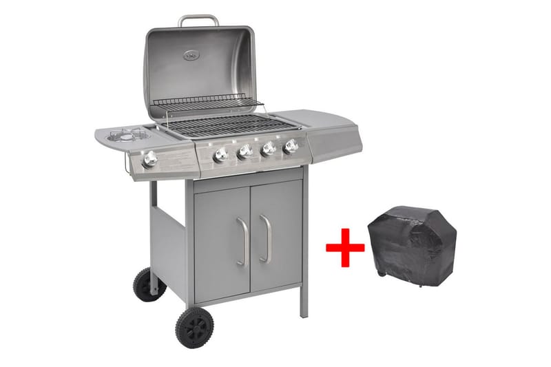 Gasolgrill 4+1 kokzoner silver - Silver - Utemöbler - Grillar & matlagning utomhus - Gasolgrill