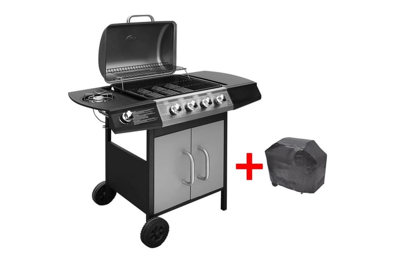 Gasolgrill 4+1 kokzoner svart och silver - Flerfärgad - Utemöbler - Grillar & matlagning utomhus - Gasolgrill