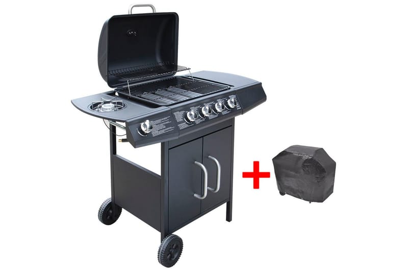 Gasolgrill 4+1 kokzoner svart - Svart - Utemöbler - Grillar & matlagning utomhus - Gasolgrill