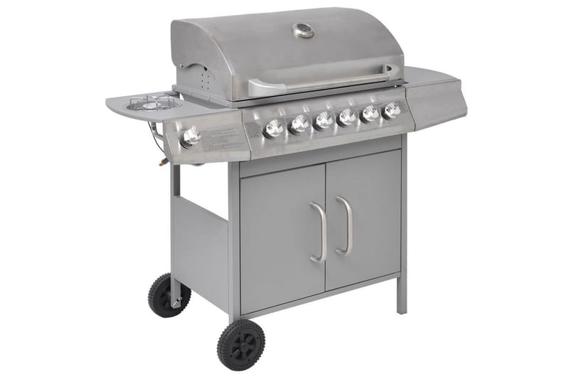 Gasolgrill 6+1 kokzoner silver - Silver - Utemöbler - Grillar & matlagning utomhus - Gasolgrill