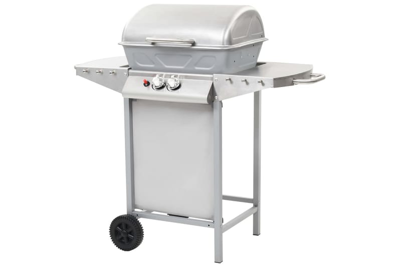 Gasolgrill med 2 grillzoner rostfritt stål silver - Silver - Utemöbler - Grillar & matlagning utomhus - Gasolgrill