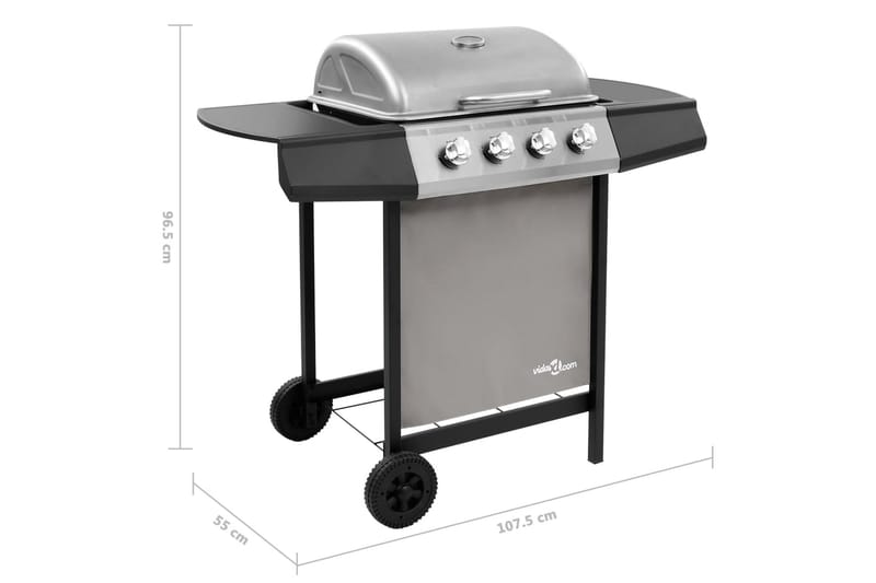 Gasolgrill med 4 brännare svart och silver - Silver - Utemöbler - Grillar & matlagning utomhus - Gasolgrill