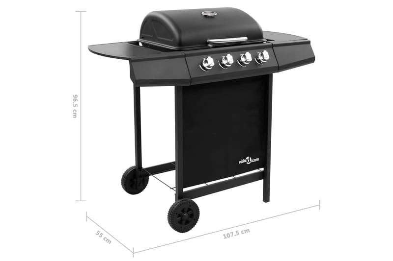 Gasolgrill med 4 brännare svart - Svart - Utemöbler - Grillar & matlagning utomhus - Gasolgrill