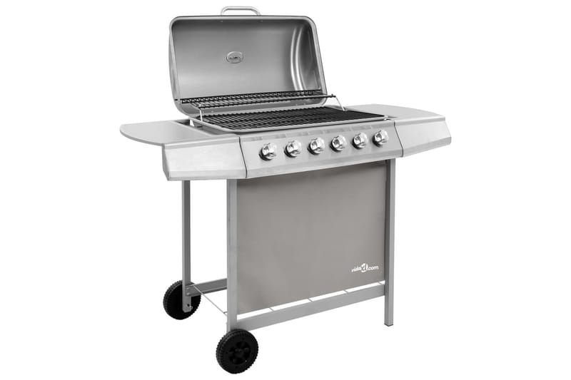 Gasolgrill med 6 brännare silver - Silver - Utemöbler - Grillar & matlagning utomhus - Gasolgrill