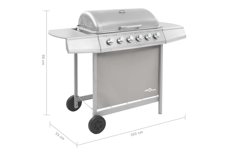 Gasolgrill med 6 brännare silver - Silver - Utemöbler - Grillar & matlagning utomhus - Gasolgrill