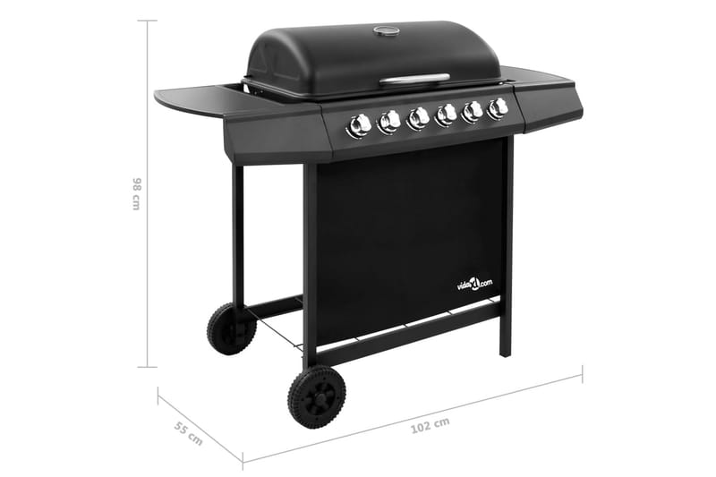 Gasolgrill med 6 brännare svart - Svart - Utemöbler - Grillar & matlagning utomhus - Gasolgrill