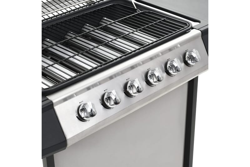 Gasolgrill med 6 grillzoner rostfritt stål silver - Silver - Utemöbler - Grillar & matlagning utomhus - Gasolgrill