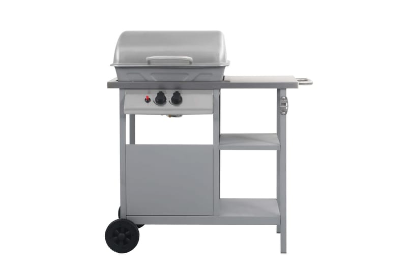 Gasolgrill med sidobord i 3 nivåer silver - Silver - Utemöbler - Grillar & matlagning utomhus - Gasolgrill