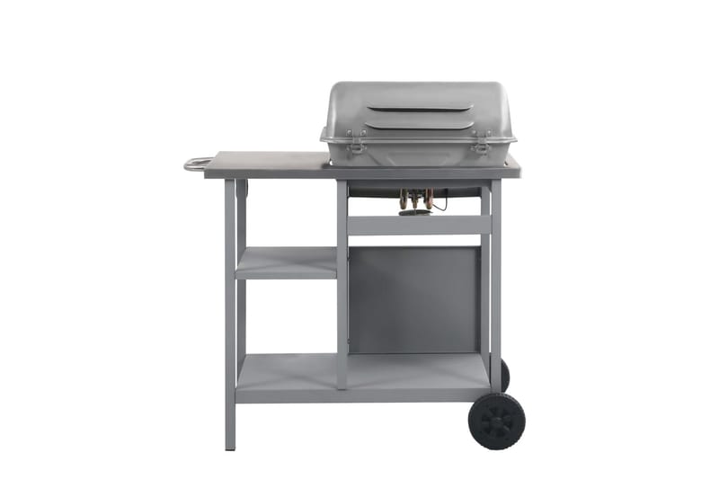 Gasolgrill med sidobord i 3 nivåer silver - Silver - Utemöbler - Grillar & matlagning utomhus - Gasolgrill