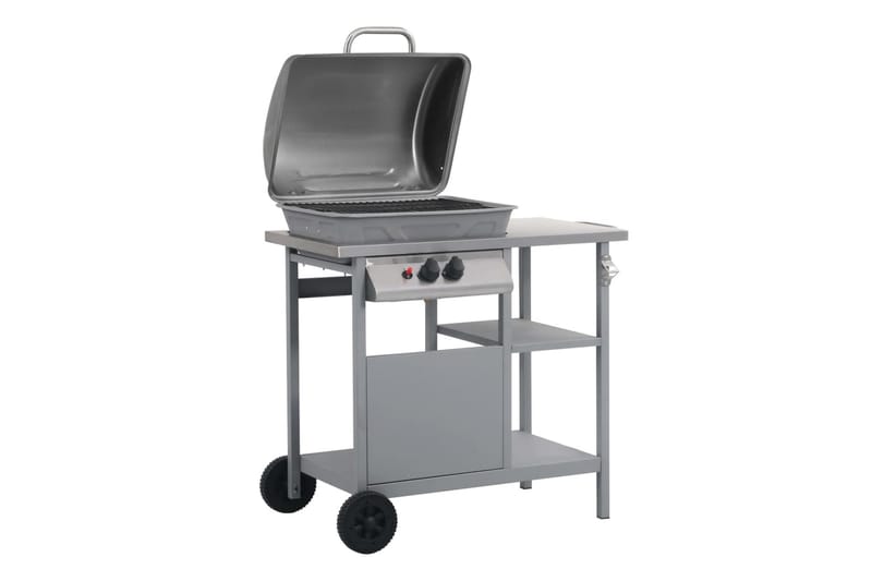 Gasolgrill med sidobord i 3 nivåer silver - Silver - Utemöbler - Grillar & matlagning utomhus - Gasolgrill