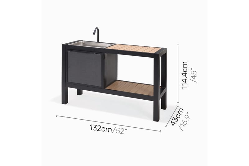 PANAMA Utekök utan grill 132x48 cm Svart - Lifestyle Garden - Utekök