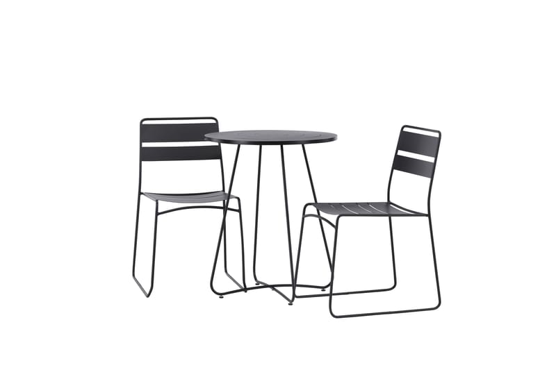 Bacong Caféset Rund 60 cm + 2 st Lina Matstolar - Svart - Utemöbler - Utegrupp - Caféset