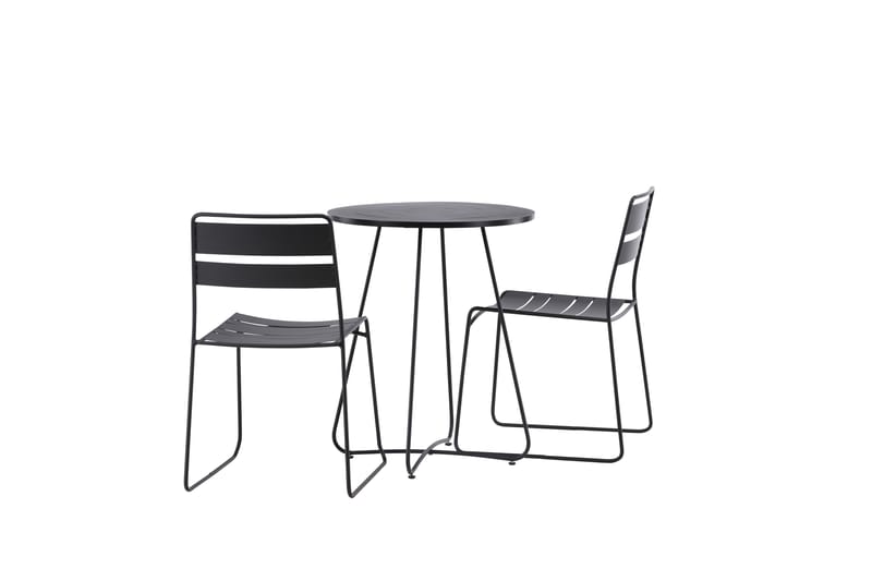 Bacong Caféset Rund 60 cm + 2 st Lina Matstolar - Svart - Utemöbler - Utegrupp - Caféset