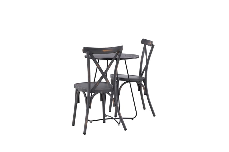 Bacong Caféset Rund 60 cm + 2 st Tablas Matstolar - Mörkgrå/Svart - Utemöbler - Utegrupp - Caféset