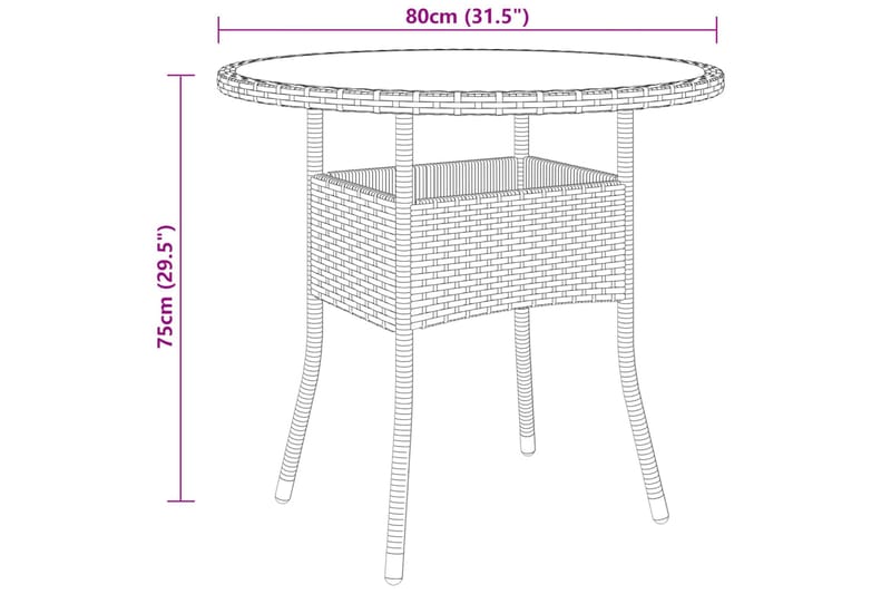 Caféset för trädgården 3 delar konstrotting svart - Svart - Utemöbler - Utegrupp - Caféset