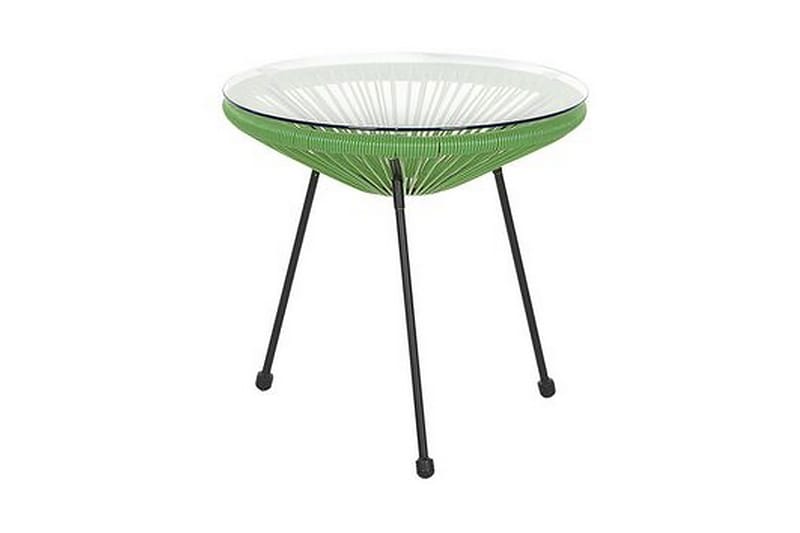 CAYACO Balkongbord 70 cm Konstrotting/Grön + 2 Utestolar - Utemöbler - Utegrupp - Caféset