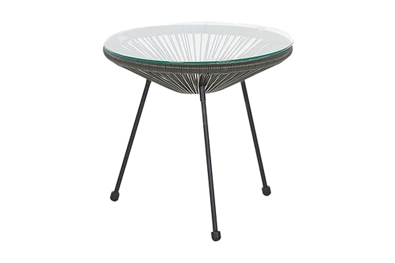 CAYACO Balkongbord 70 cm Konstrotting/Mörkgrå + 2 Stolar - Utemöbler - Utegrupp - Caféset