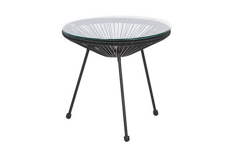 CAYACO Balkongbord 70 cm Konstrotting/Svart + 2 Utestolar - Utemöbler - Utegrupp - Caféset