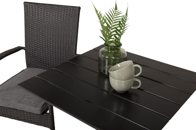 COLORADO Caféset 70 cm + 2 Anna Karmstolar Svart - Venture Home - Utemöbler - Utegrupp - Caféset