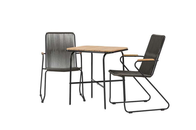 Holmbeck Caféset 70 cm + 2 st Bois Karmstolar - Svart/Brun - Utemöbler - Utegrupp - Caféset