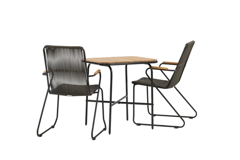 Holmbeck Caféset 70 cm + 2 st Bois Karmstolar - Svart/Brun - Utemöbler - Utegrupp - Caféset