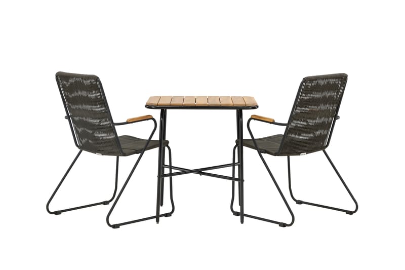 Holmbeck Caféset 70 cm + 2 st Bois Karmstolar - Svart/Brun - Utemöbler - Utegrupp - Caféset