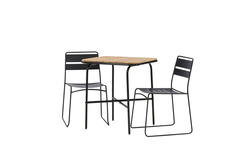 Holmbeck Caféset 70 cm + 2 st Lina Matstolar - Svart/Brun - Utemöbler - Utegrupp - Caféset