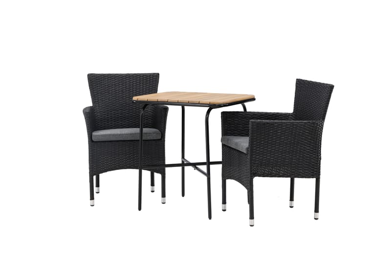 Holmbeck Caféset 70 cm + 2 st Malina Karmstolar - Svart/Brun - Utemöbler - Utegrupp - Caféset