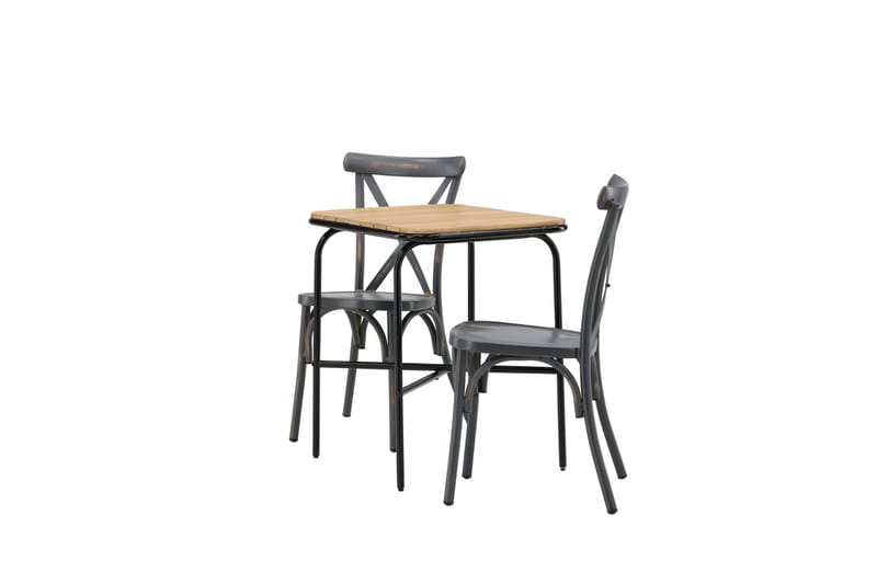 Holmbeck Caféset 70 cm + 2 st Tablas Matstolar - Brun/Mörkgrå - Utemöbler - Utegrupp - Caféset