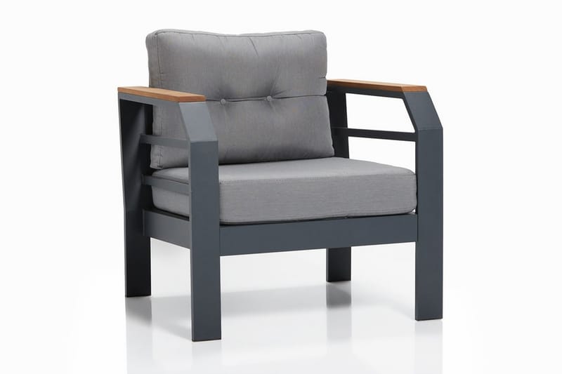 LASSENTO Caféset 137 cm Grå/Svart + 2-sits Soffa + 2 Fåtölje - Utemöbler - Utegrupp - Caféset