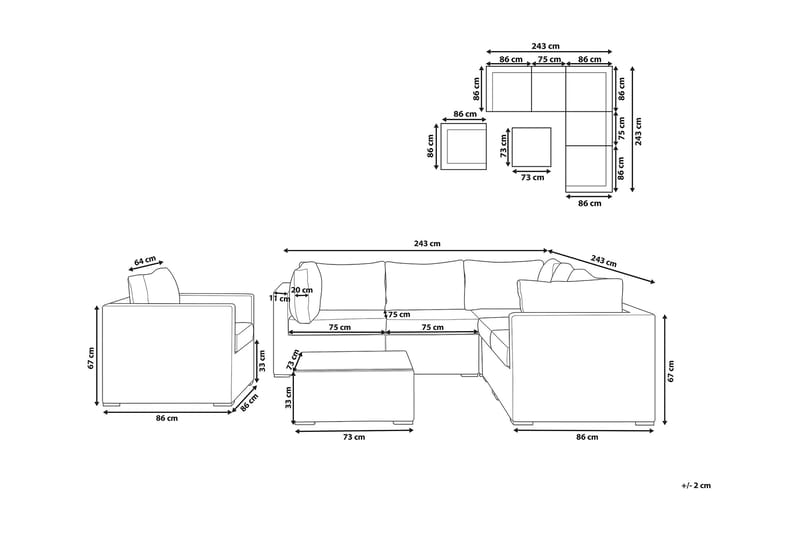 CONTARE Loungegrupp 240 cm - Utemöbler - Utegrupp - Loungegrupp