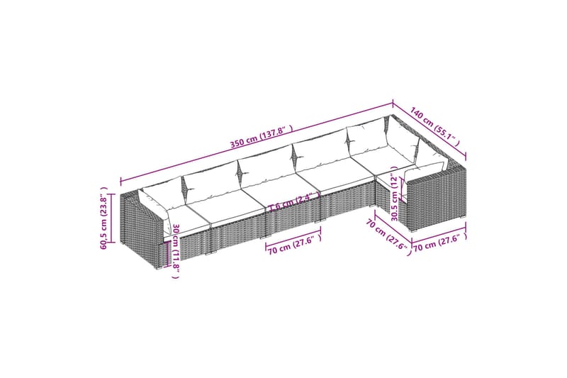 Loungegrupp för trädgården med dynor 6 delar konstrotting br - Brun/Vit - Utemöbler - Utegrupp - Loungegrupp