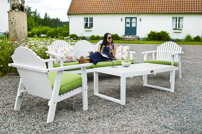 HILLERSTORP GOTLAND Bord + BULLERÖ Soffa + 2 Fåtöljer Vit - Utemöbler - Utegrupp - Loungegrupp