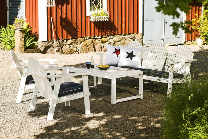 HILLERSTORP GOTLAND Bord + BULLERÖ Soffa + 2 Fåtöljer Vit - Utemöbler - Utegrupp - Loungegrupp