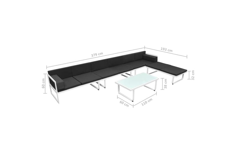 Loungegrupp för trädgården 5 delar textilene aluminium svart - Svart - Utemöbler - Utegrupp - Loungegrupp