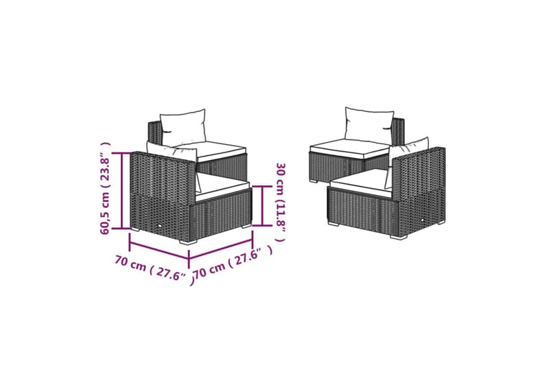 Loungegrupp för trädgården med dynor 4 delar konstrotting br - Brun/Vit - Utemöbler - Utegrupp - Loungegrupp