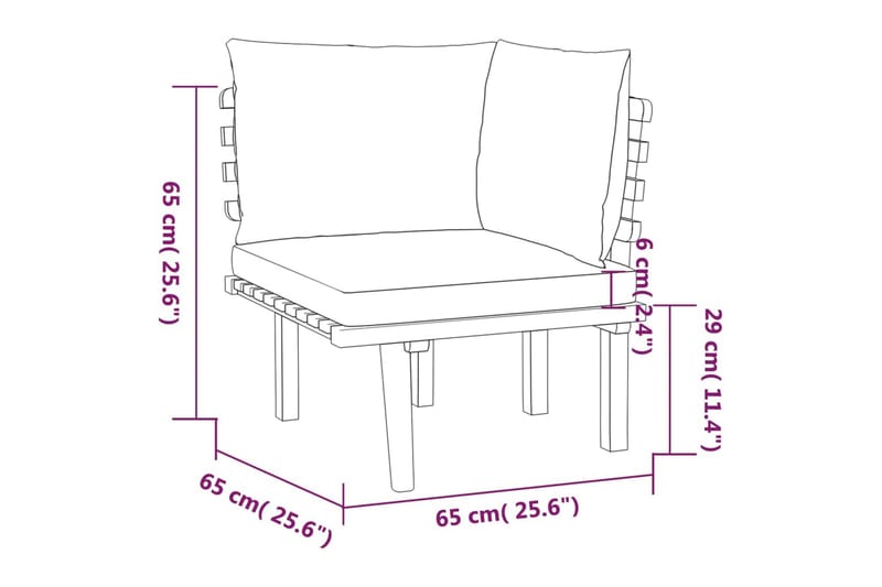 Loungegrupp för trädgården med dynor 6 delar akaciaträ - Brun - Utemöbler - Utegrupp - Loungegrupp