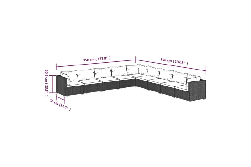 Loungegrupp för trädgården med dynor 9 delar konstrotting br - Brun/Vit - Utemöbler - Utegrupp - Loungegrupp