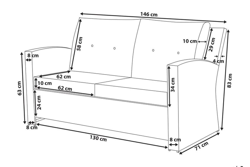 MARINO Loungegrupp 146 cm - Utemöbler - Utegrupp - Loungegrupp