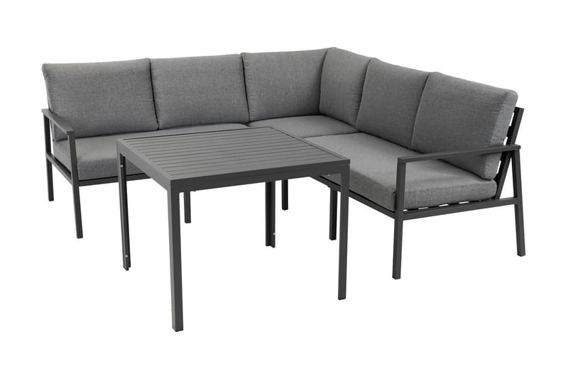 Möbelset ADRIAN bord och Hörnsoffa mörkgrå - Loungemöbler - Loungegrupp