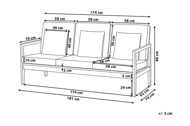 PATAJA Loungegrupp 197 cm - Utemöbler - Utegrupp - Loungegrupp