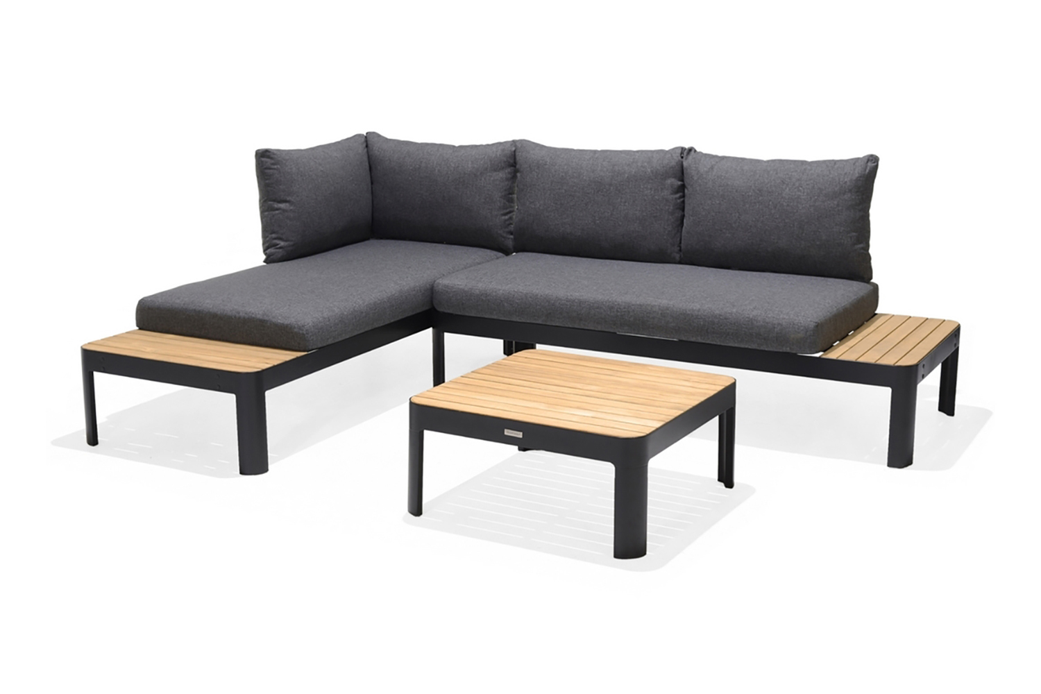 PORTALS Loungegrupp 4-sits Svart/Teak –