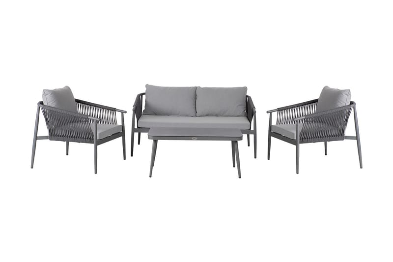 Set WEILBURG bord soffa och 2 stolar grå - Loungemöbler - Loungegrupp